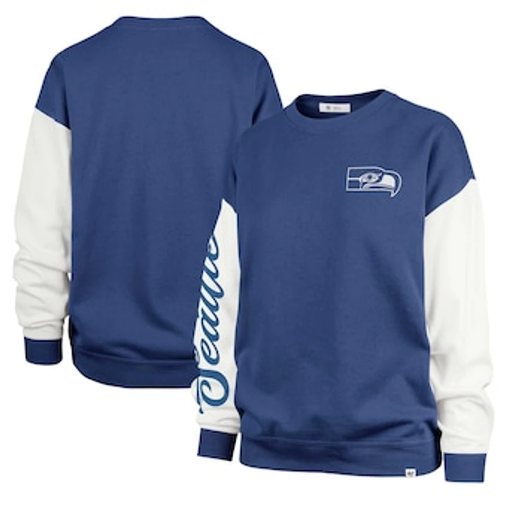 Women's '47  College Navy Seattle Seahawks Double Header Rise Andie Pullover Sweatshirt