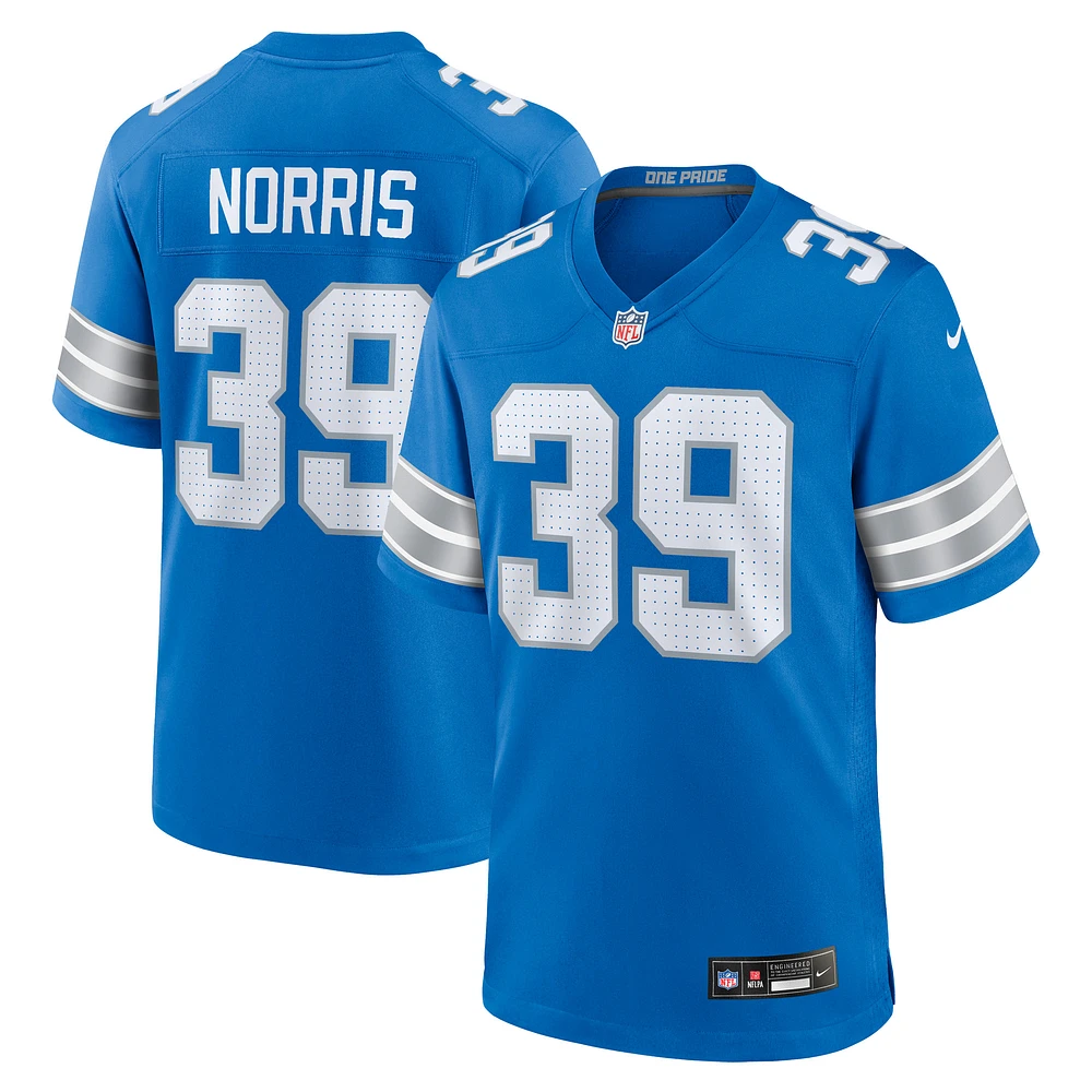 Men's Nike Morice Norris  Blue Detroit Lions Game Jersey