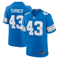 Men's Nike James Turner  Blue Detroit Lions Game Jersey