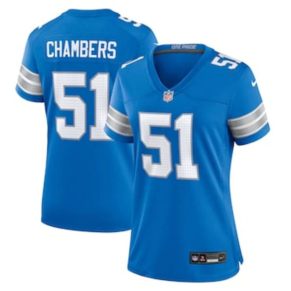 Women's Nike Steele Chambers  Blue Detroit Lions Game Jersey