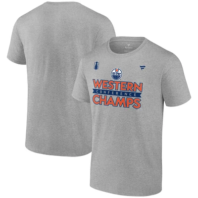 Men's Fanatics  Heather Gray Edmonton Oilers 2024 Western Conference Champions Big & Tall Locker Room T-Shirt