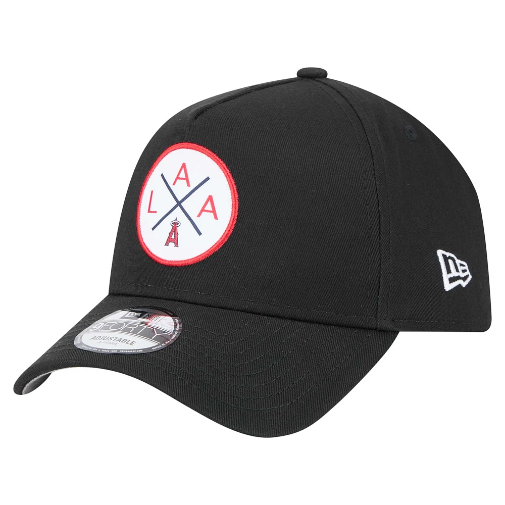 Men's New Era Black Los Angeles Angels 9FORTY A-Frame Adjustable Hat