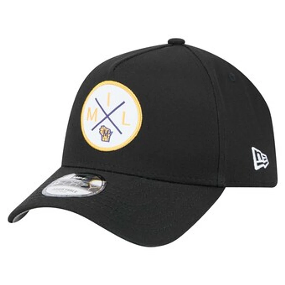 Men's New Era Black Milwaukee Brewers 9FORTY A-Frame Adjustable Hat