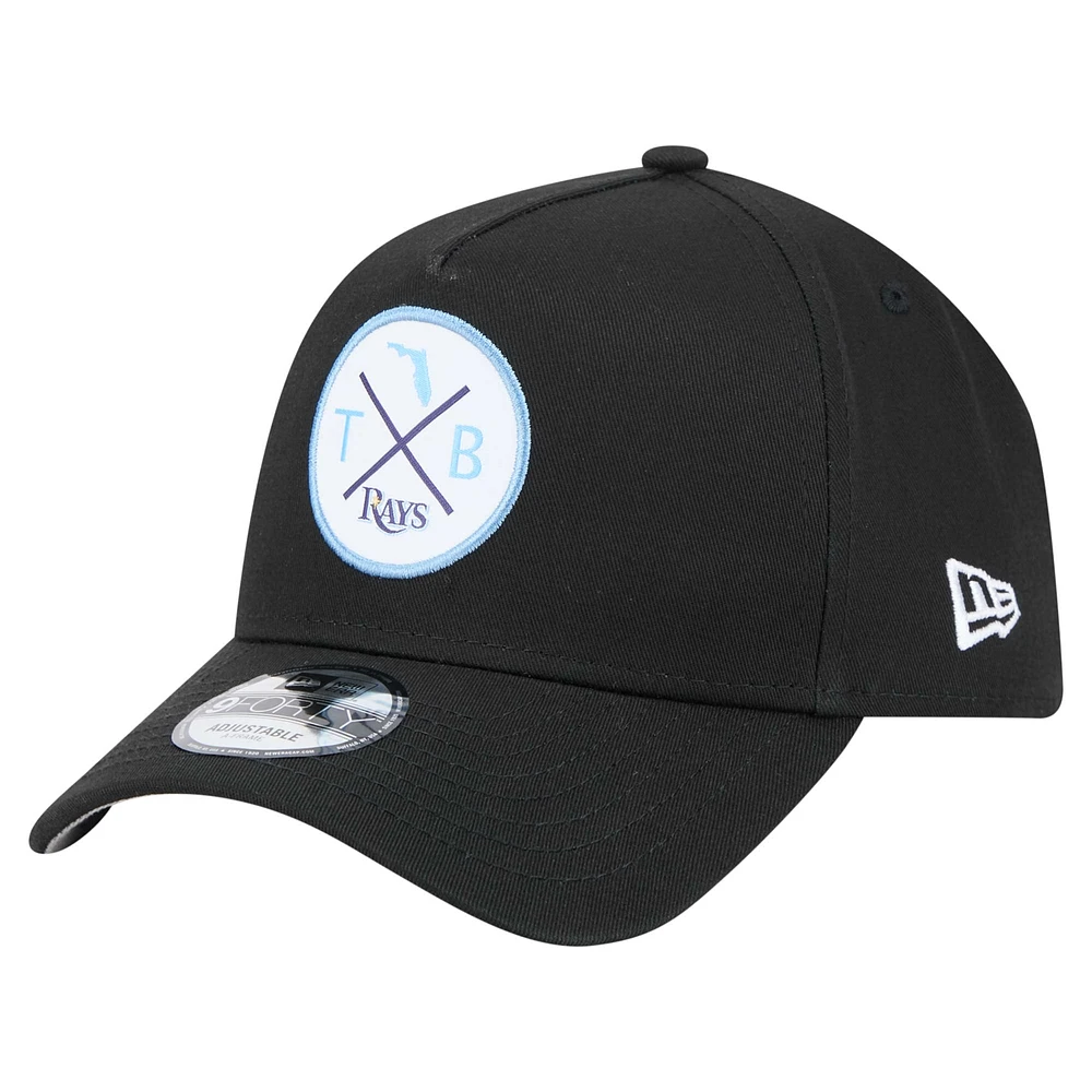 Men's New Era Black Tampa Bay Rays 9FORTY A-Frame Adjustable Hat