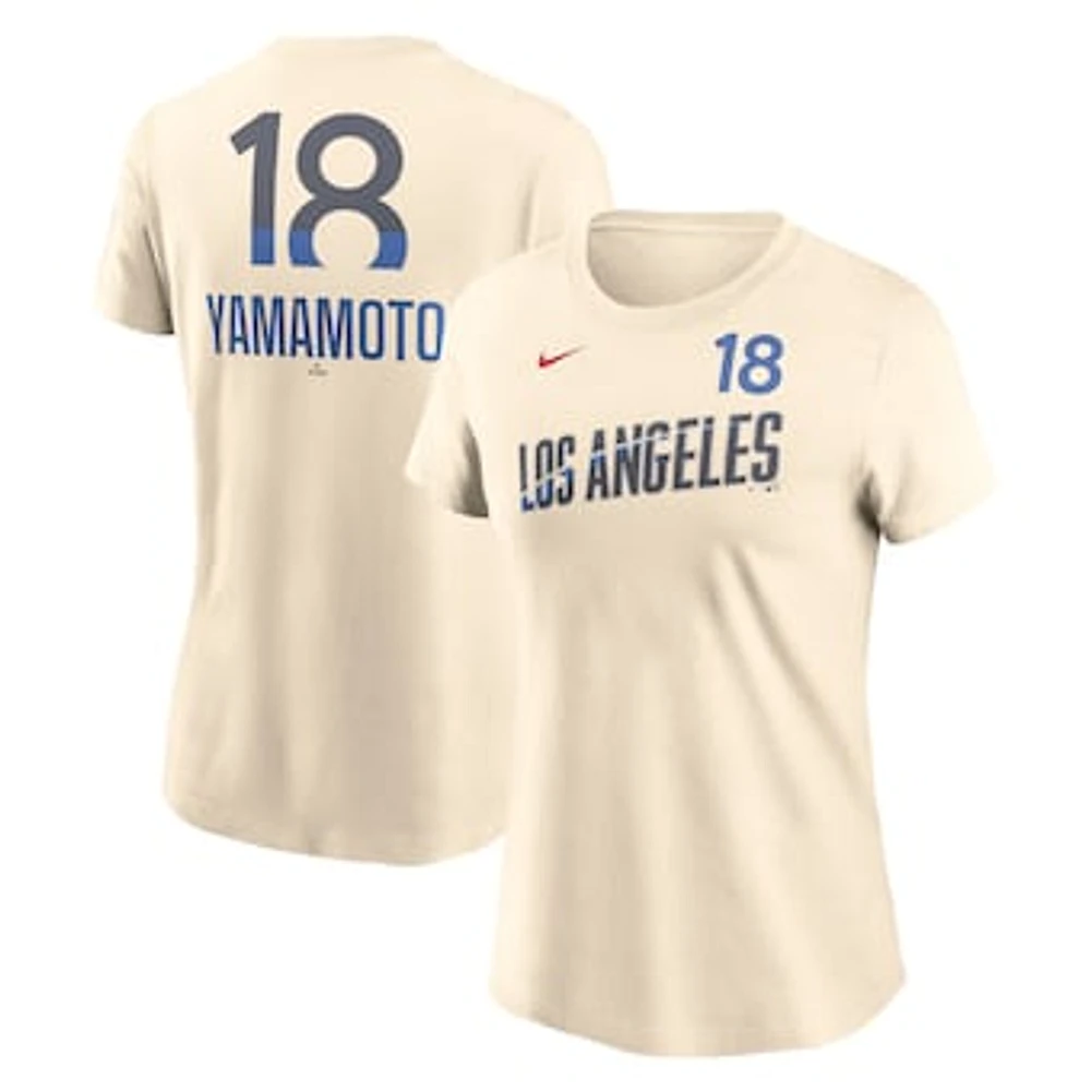 Women's Nike Yoshinobu Yamamoto White Los Angeles Dodgers 2024 City Connect Fuse Name & Number T-Shirt