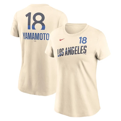 Women's Nike Yoshinobu Yamamoto White Los Angeles Dodgers 2024 City Connect Fuse Name & Number T-Shirt