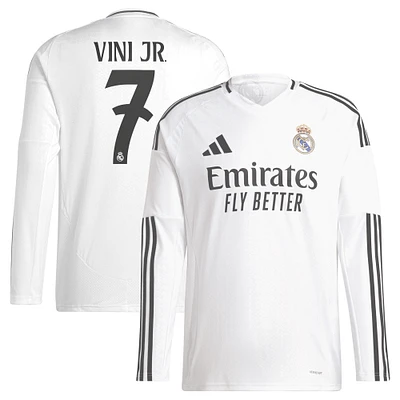 Men's adidas Vini Jr. White Real Madrid 2024/25 Home Replica Long Sleeve Player Jersey