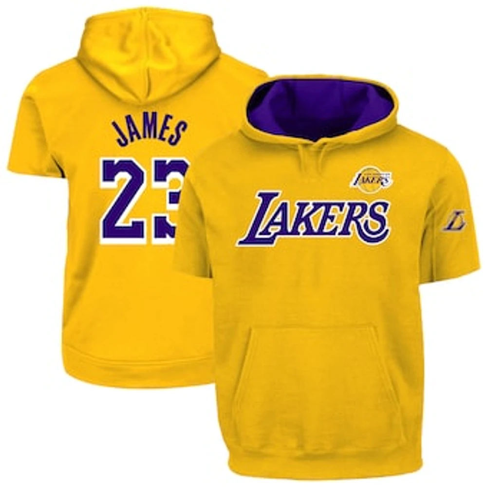 Men's Profile LeBron James Gold Los Angeles Lakers Big & Tall Pullover Short Sleeve Hoodie