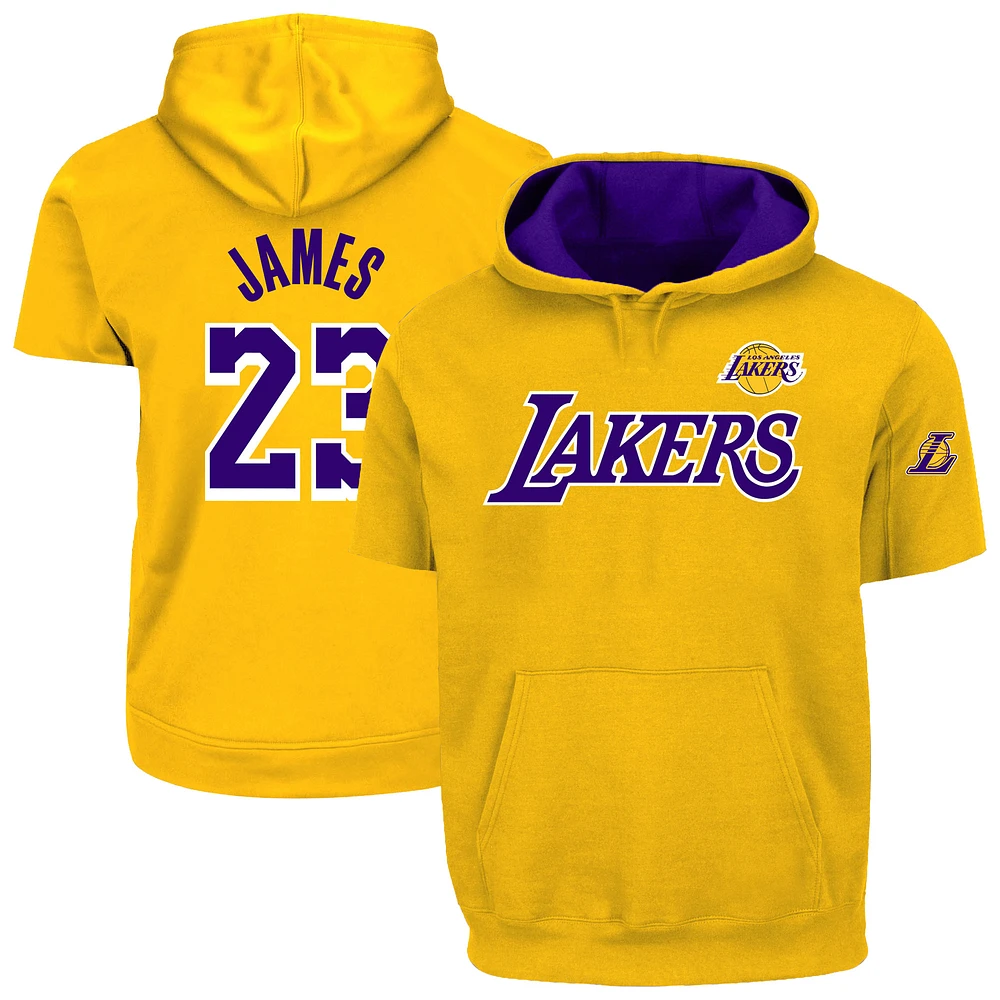 Men's Profile LeBron James Gold Los Angeles Lakers Big & Tall Pullover Short Sleeve Hoodie