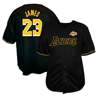 Men's Profile LeBron James Black Los Angeles Lakers Big & Tall Name Number Button-Up Jersey