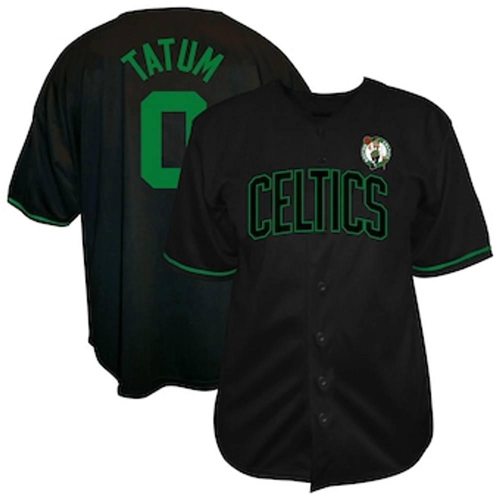 Men's Profile Jayson Tatum Black Boston Celtics Big & Tall Name Number Button-Up Jersey