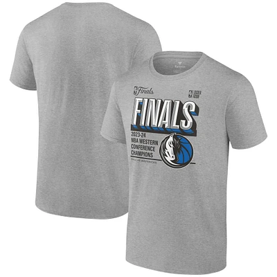 Men's Fanatics Heather Gray Dallas Mavericks 2024 Western Conference Champions Locker Room Big & Tall T-Shirt