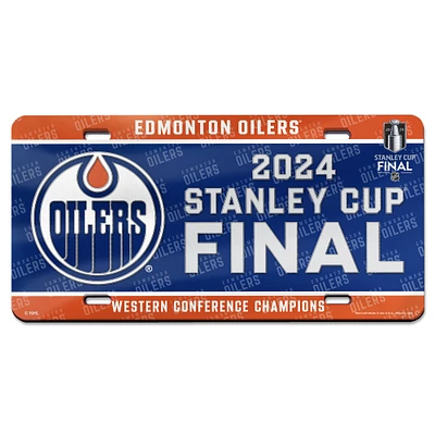 WinCraft Edmonton Oilers 2024 Western Conference Champions Laser Cut License Plate