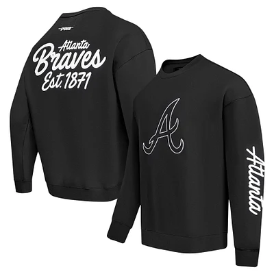 Men's Pro Standard Black Atlanta Braves Paint The City Dropped Shoulder Pullover Sweatshirt