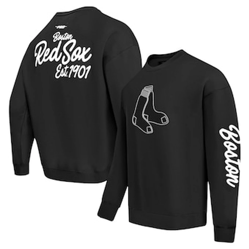 Men's Pro Standard Black Boston Red Sox Paint The City Dropped Shoulder Pullover Sweatshirt