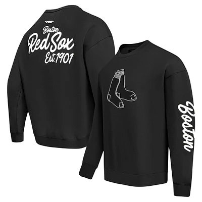 Men's Pro Standard Black Boston Red Sox Paint The City Dropped Shoulder Pullover Sweatshirt