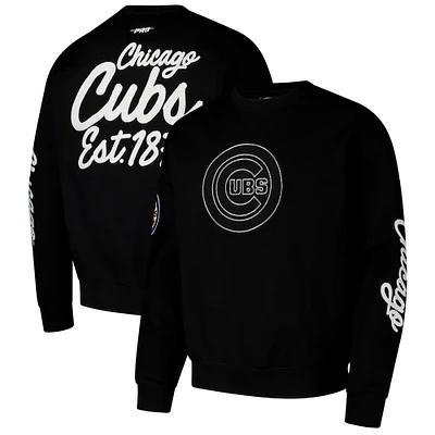 Men's Pro Standard Black Chicago Cubs Paint The City Dropped Shoulder Pullover Sweatshirt