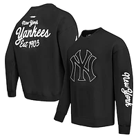 Men's Pro Standard Black New York Yankees Paint The City Dropped Shoulder Pullover Sweatshirt