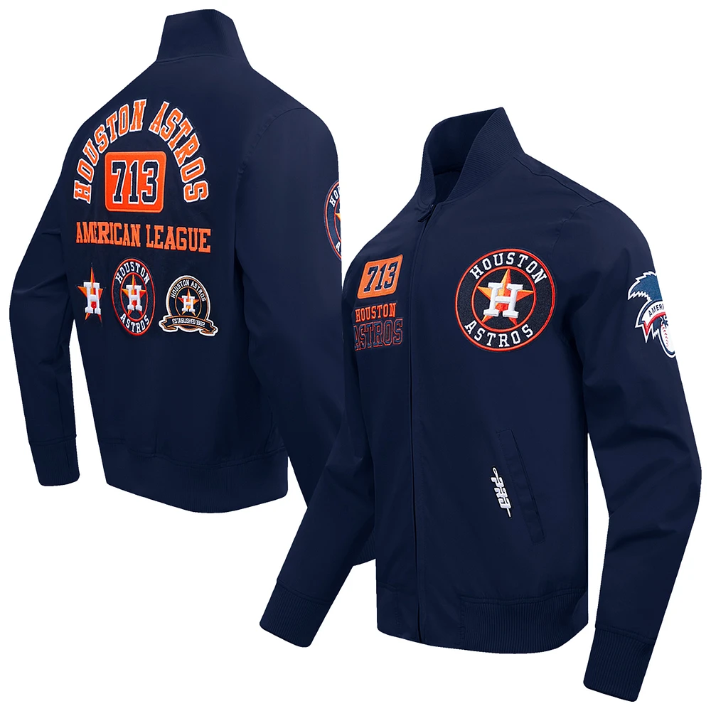 Men's Pro Standard Navy Houston Astros Area Code Twill Full-Zip Jacket