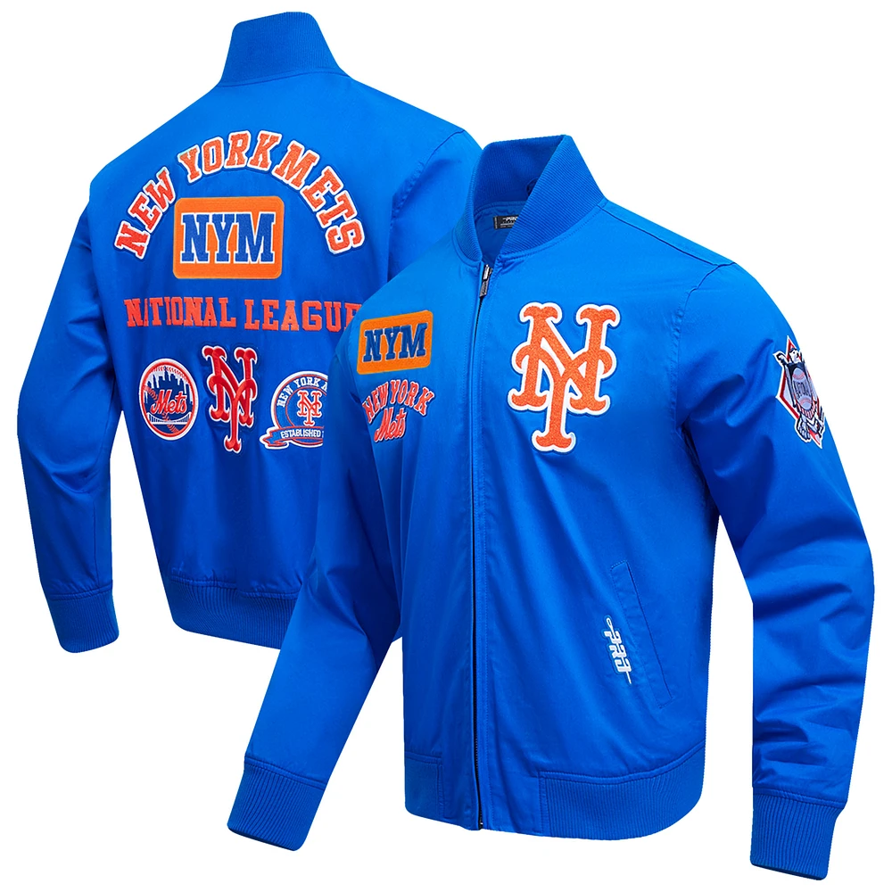 Men's Pro Standard Royal New York Mets Area Code Twill Full-Zip Jacket