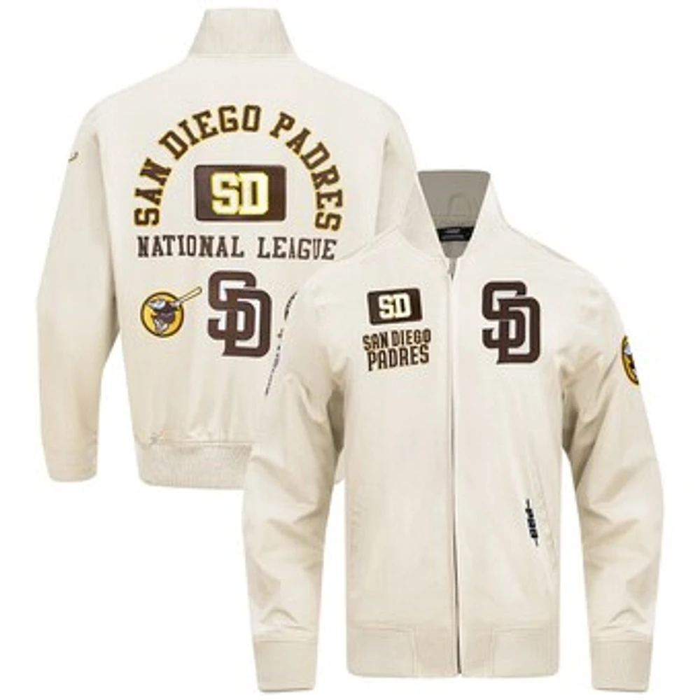 Men's Pro Standard Cream San Diego Padres Area Code Twill Full-Zip Jacket