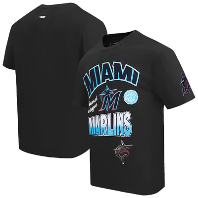 Men's Pro Standard Black Miami Marlins Turn It Up Dropped Shoulder T-Shirt