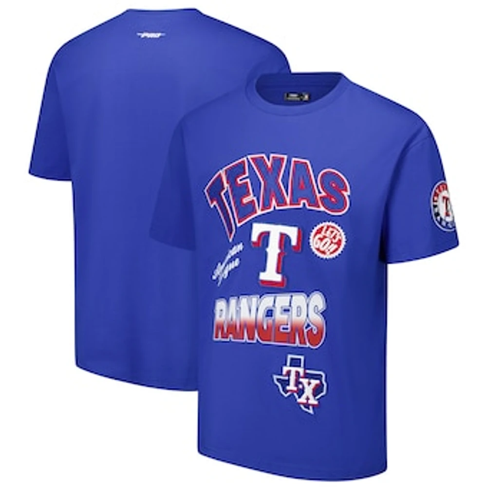 Men's Pro Standard Royal Texas Rangers Turn It Up Dropped Shoulder T-Shirt