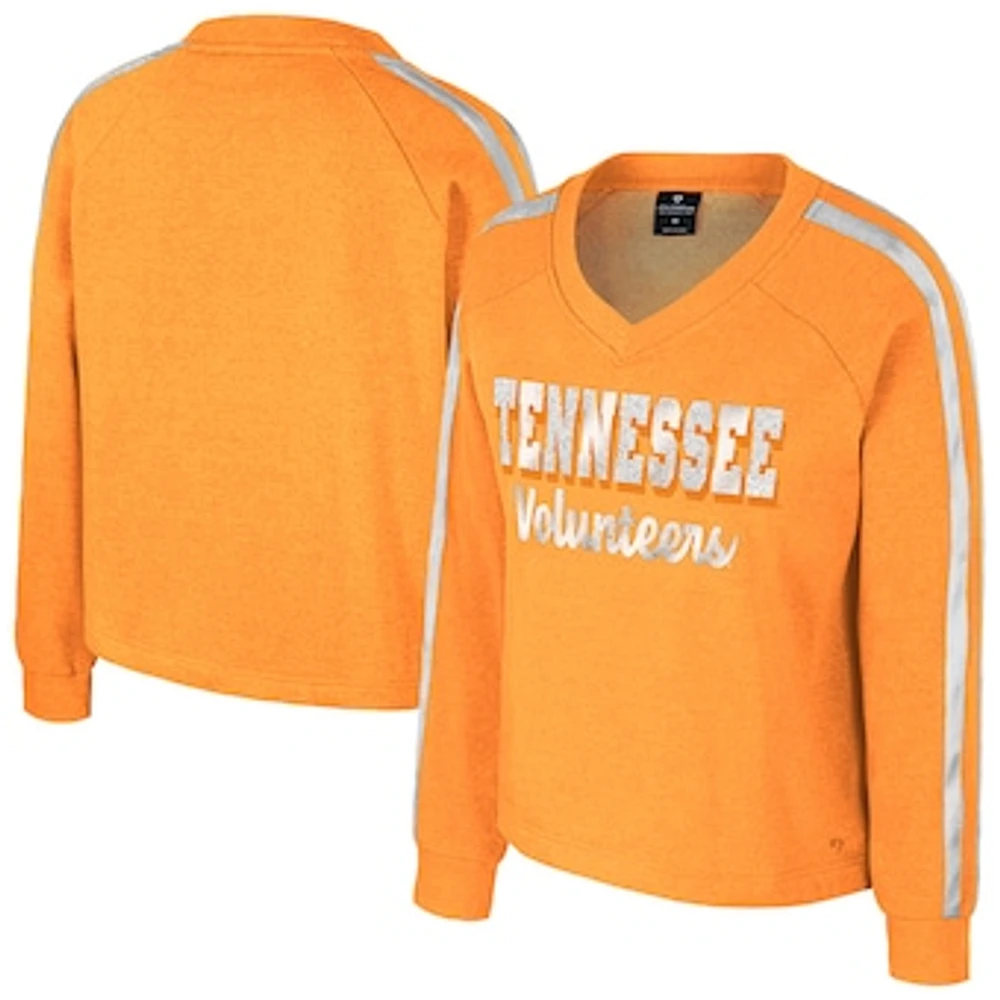 Women's Colosseum Tennessee Orange Volunteers Treasures Long Sleeve V-Neck T-Shirt