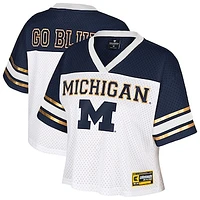 Women's Colosseum  White Michigan Wolverines Treasure Cropped Football Jersey