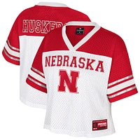 Women's Colosseum  White Nebraska Huskers Treasure Cropped Football Jersey