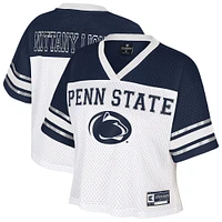 Women's Colosseum  White Penn State Nittany Lions Treasure Cropped Football Jersey