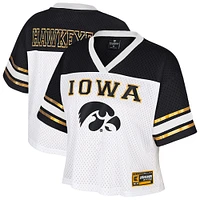 Women's Colosseum  White Iowa Hawkeyes Treasure Cropped Football Jersey