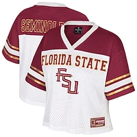 Women's Colosseum  White Florida State Seminoles Treasure Cropped Football Jersey