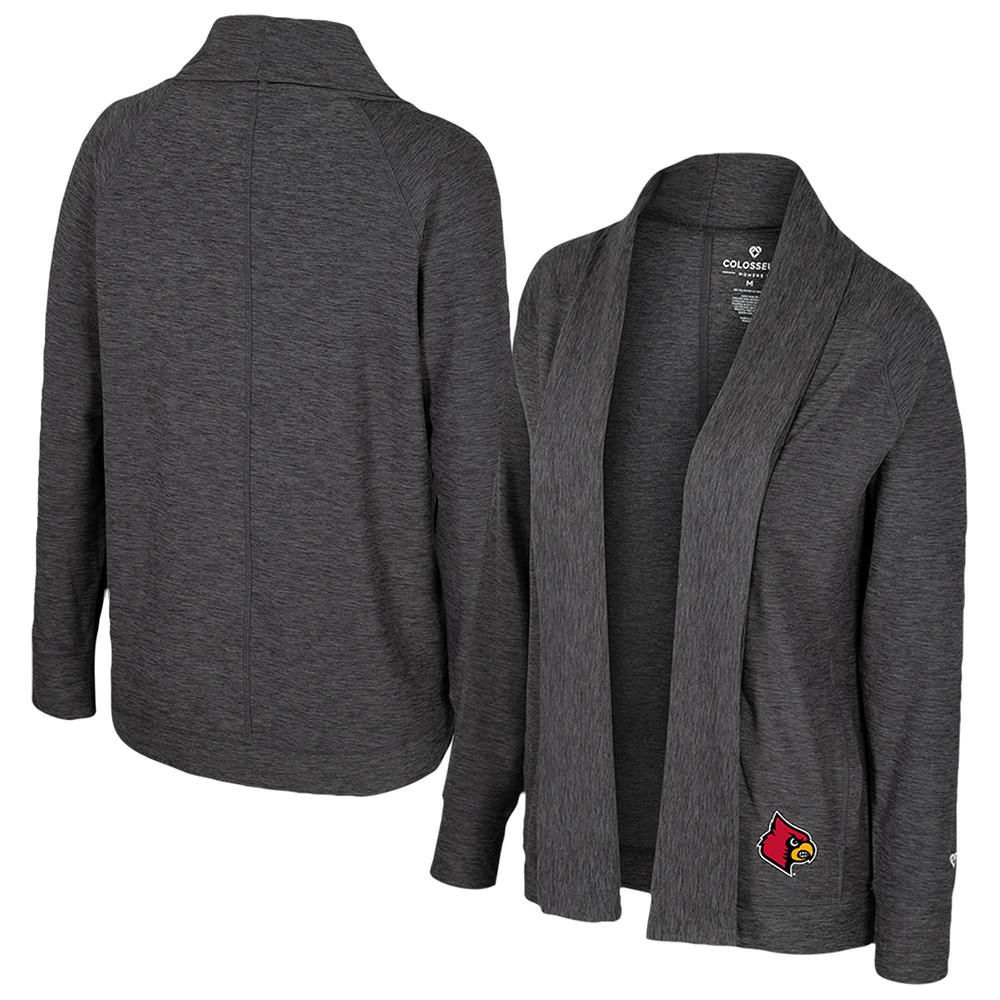 Women's Colosseum  Charcoal Louisville Cardinals Dash Cardigan