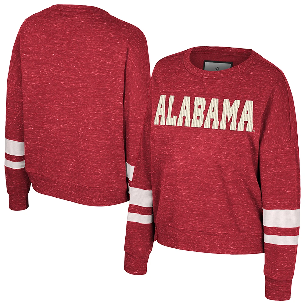 Women's Colosseum Crimson Alabama Tide Lost City Speckle Pullover Sweatshirt