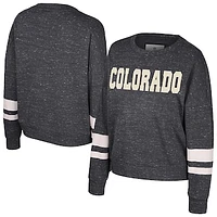 Women's Colosseum Black Colorado Buffaloes Lost City Speckle Pullover Sweatshirt