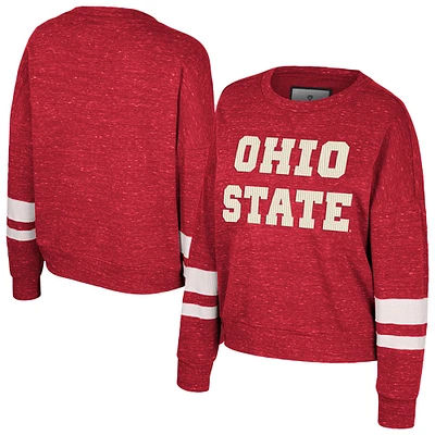 Women's Colosseum Scarlet Ohio State Buckeyes Lost City Speckle Pullover Sweatshirt
