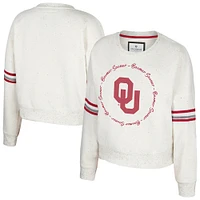 Women's Colosseum Natural Oklahoma Sooners Novelist Speckle Fleece Pullover Sweatshirt