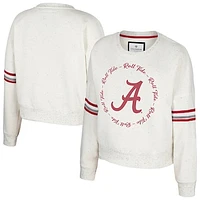 Women's Colosseum Natural Alabama Crimson Tide Novelist Speckle Fleece Pullover Sweatshirt