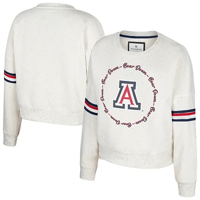 Women's Colosseum Natural Arizona Wildcats Novelist Speckle Fleece Pullover Sweatshirt