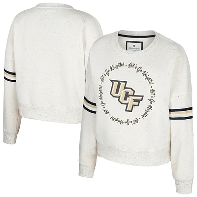 Women's Colosseum Natural UCF Knights Novelist Speckle Fleece Pullover Sweatshirt