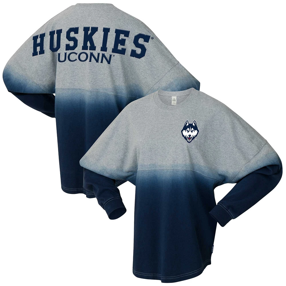 Unisex Spirit Jersey Navy/Gray UConn Huskies Ombre Long Sleeve T-Shirt