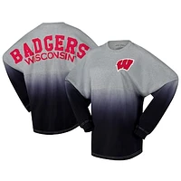 Unisex Spirit Jersey Red/Gray Wisconsin Badgers Ombre Long Sleeve T-Shirt