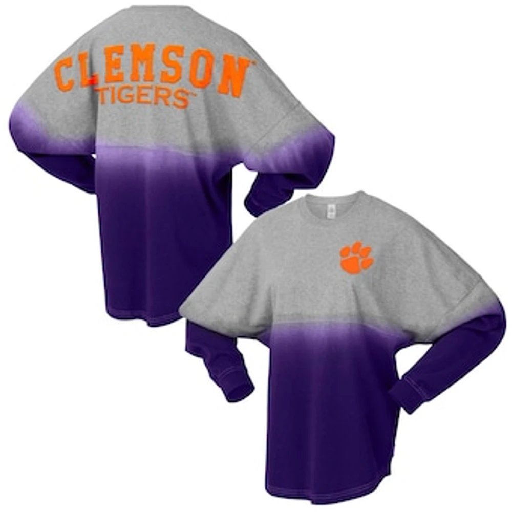 Unisex Spirit Jersey Purple/Gray Clemson Tigers Ombre Long Sleeve T-Shirt