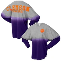 Unisex Spirit Jersey Purple/Gray Clemson Tigers Ombre Long Sleeve T-Shirt