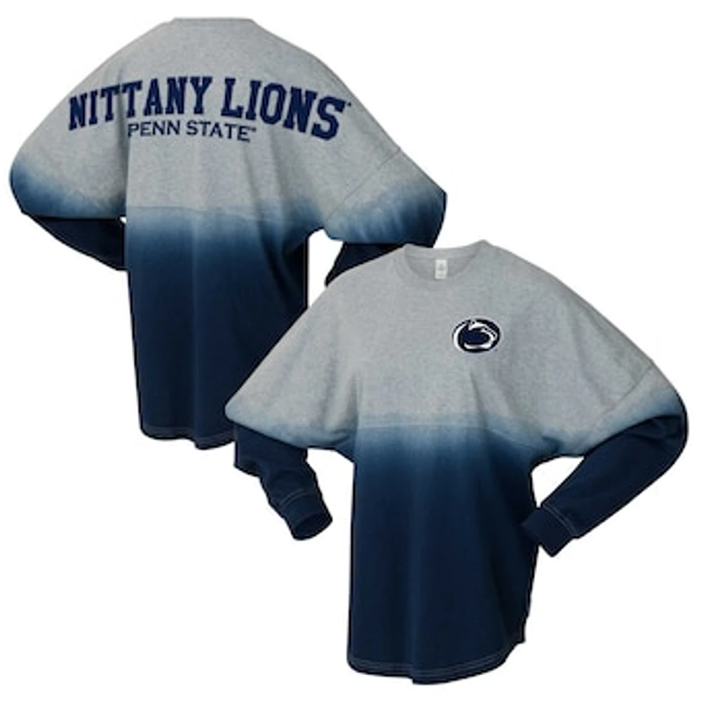 Unisex Spirit Jersey Navy/Gray Penn State Nittany Lions Ombre Long Sleeve T-Shirt