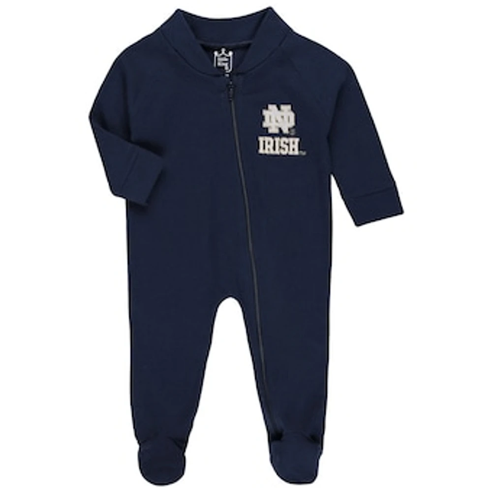 Girls Infant Navy Notre Dame Fighting Irish Full-Zip Sleeper