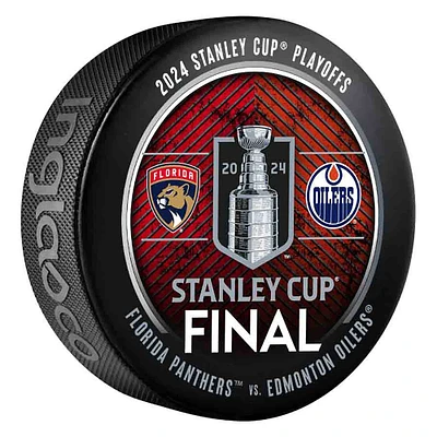 Edmonton Oilers vs. Florida Panthers 2024 Stanley Cup Final Matchup Dueling Hockey Puck