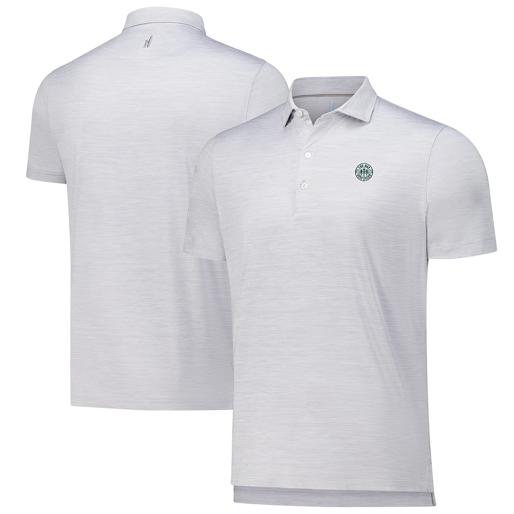 Men's johnnie-O Gray The Bay Golf Club Huronn Solid Featherweight Performance Polo