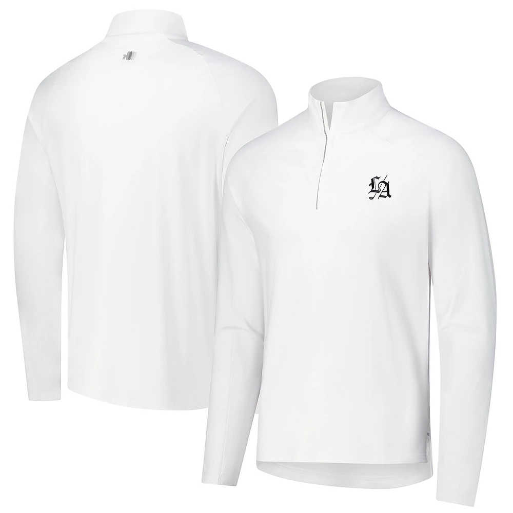 Men's johnnie-O White Los Angeles Golf Club Baird Performance Quarter-Zip Top